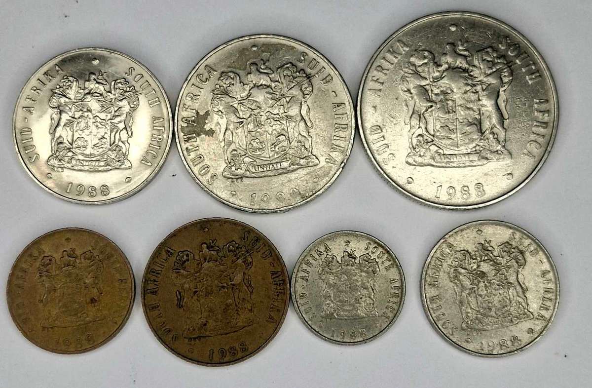 South Africa 1988 set on R1 50c 20c 10c 5c 2c 1c