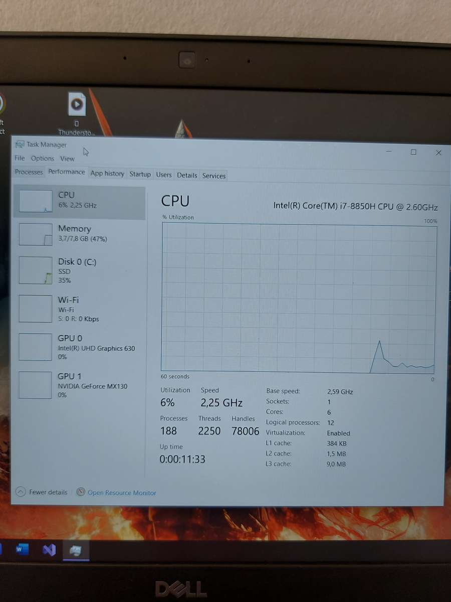 Dell latitude 5591 i7 8th gen Mx130 laptop