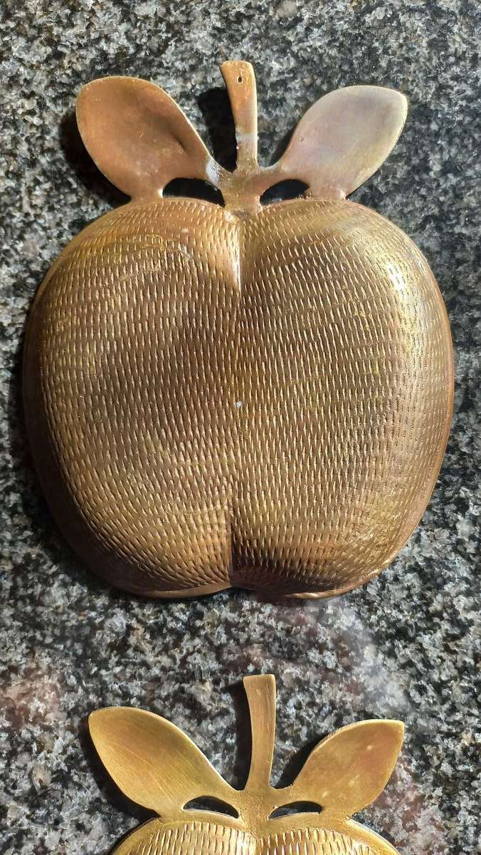 Vintage brass apple snack plates dishes tray set