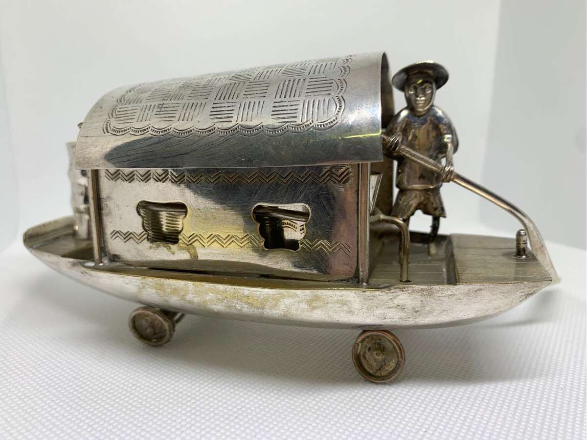 Silver plated oriental cruet set