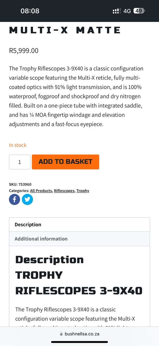 Bushnell rifle scope New