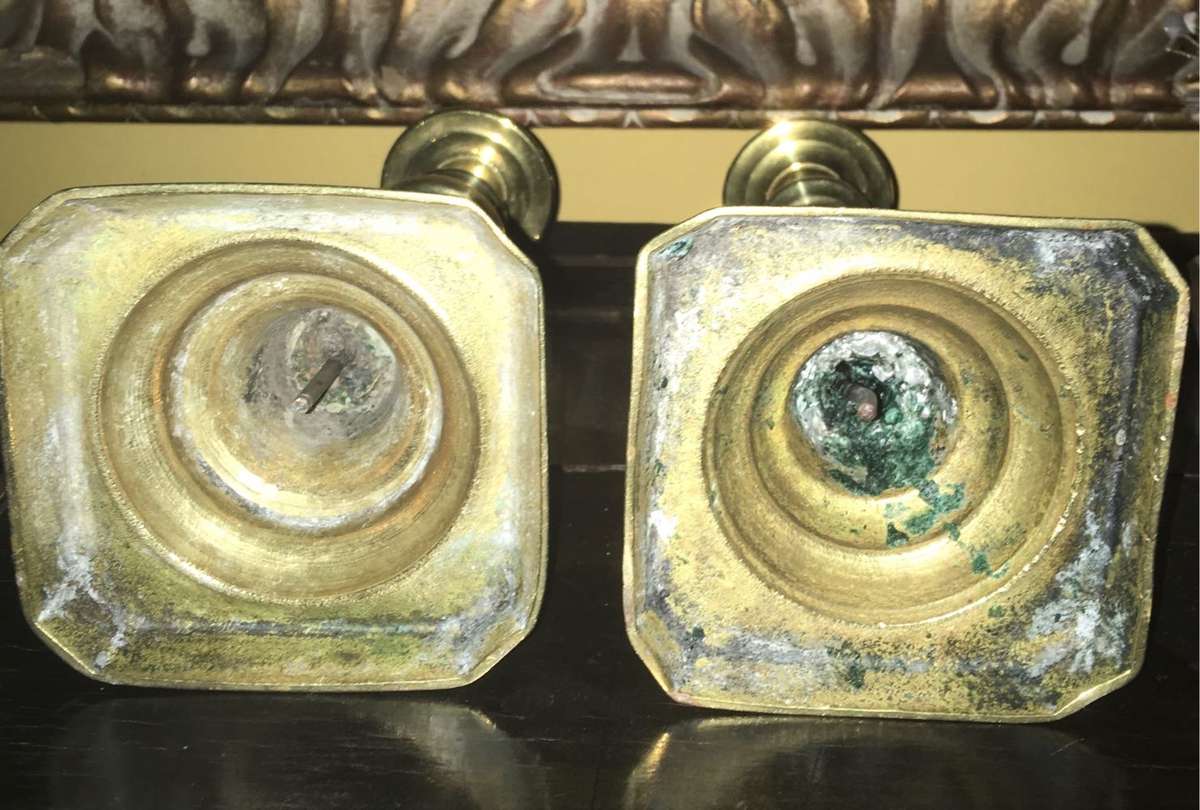 Antique brass candlesticks (not matching)