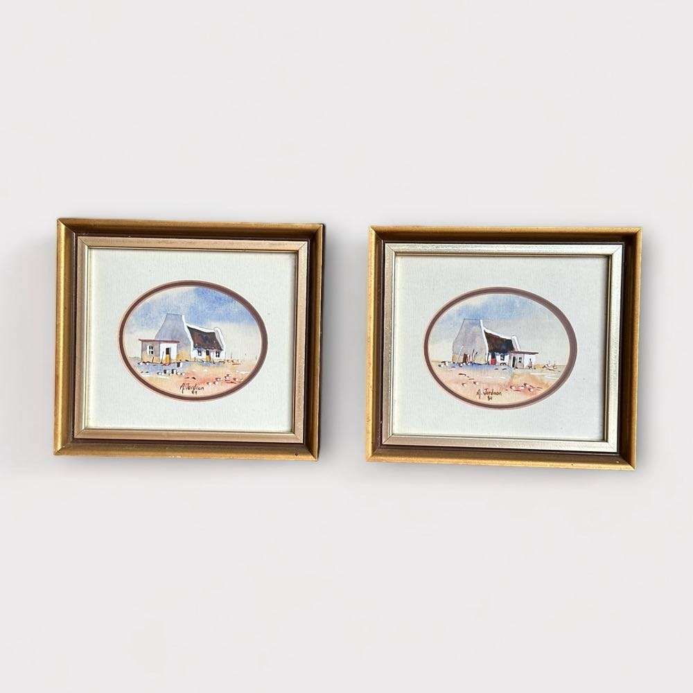 Vintage Landscape Watercolour Art by M. Jordaan Signed - circa 1989