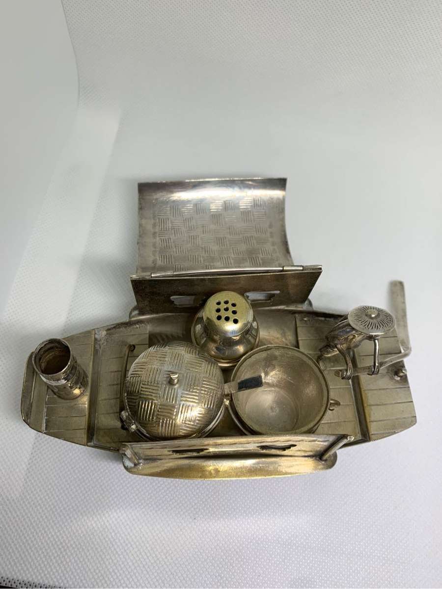 Silver plated oriental cruet set