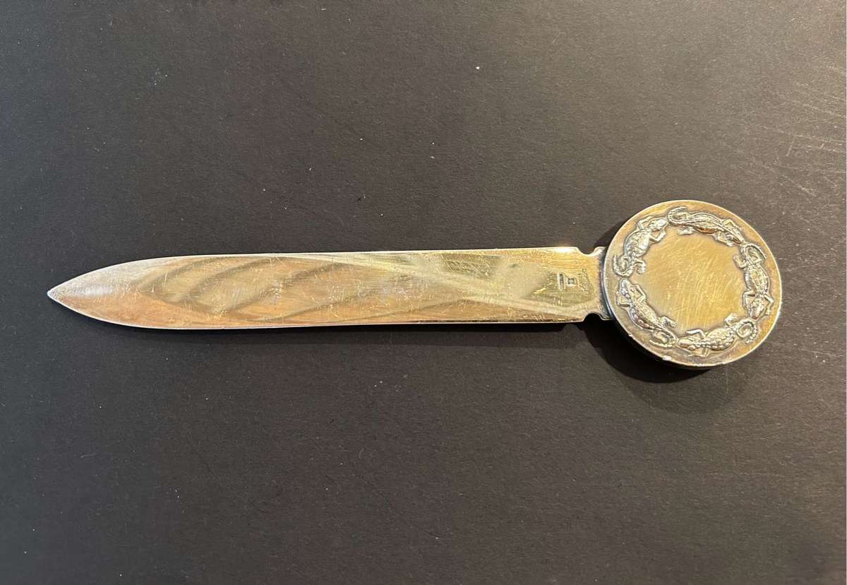 Christofle France tribal & crocodile letter opener.