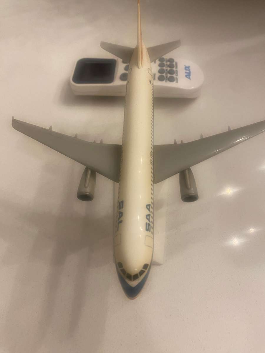 SAA Airbus A220 model on stand