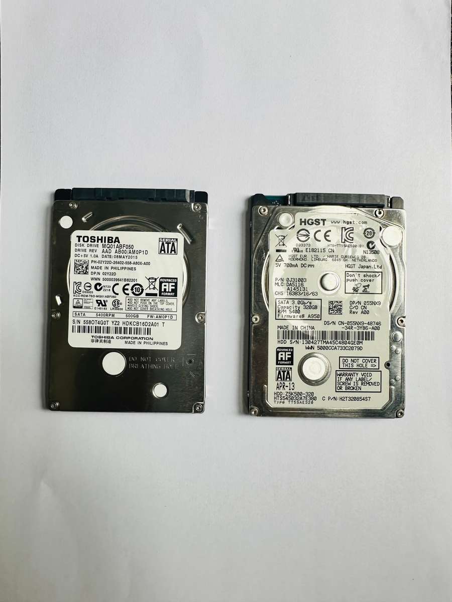 2x Laptop Drives 500GB + 320GB ***100% Health***