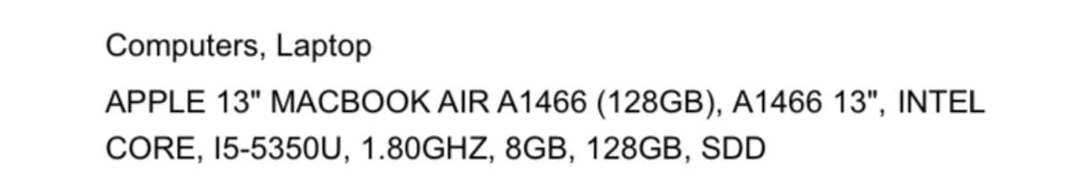 MacBook Air ,A1466 (128GB)