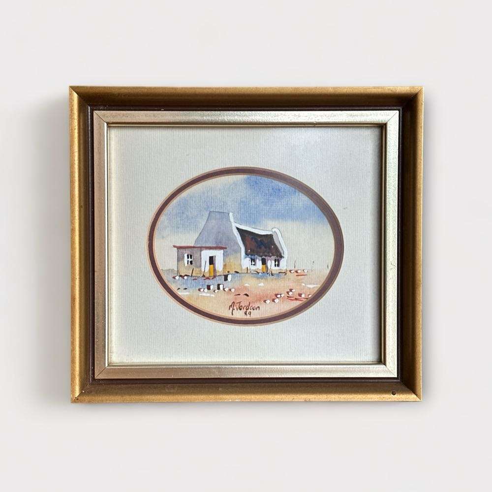 Vintage Landscape Watercolour Art by M. Jordaan Signed - circa 1989