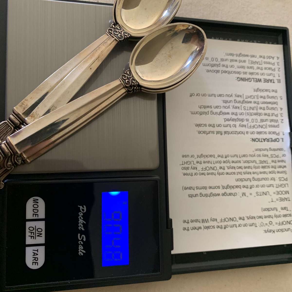 6 Georg Jensen Acanthus sterling silver coffee spoons 1945, 11,5cm, 90,48g