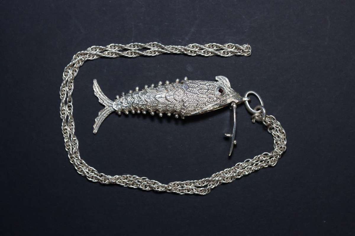 Articulated Fish Silver Pendant
