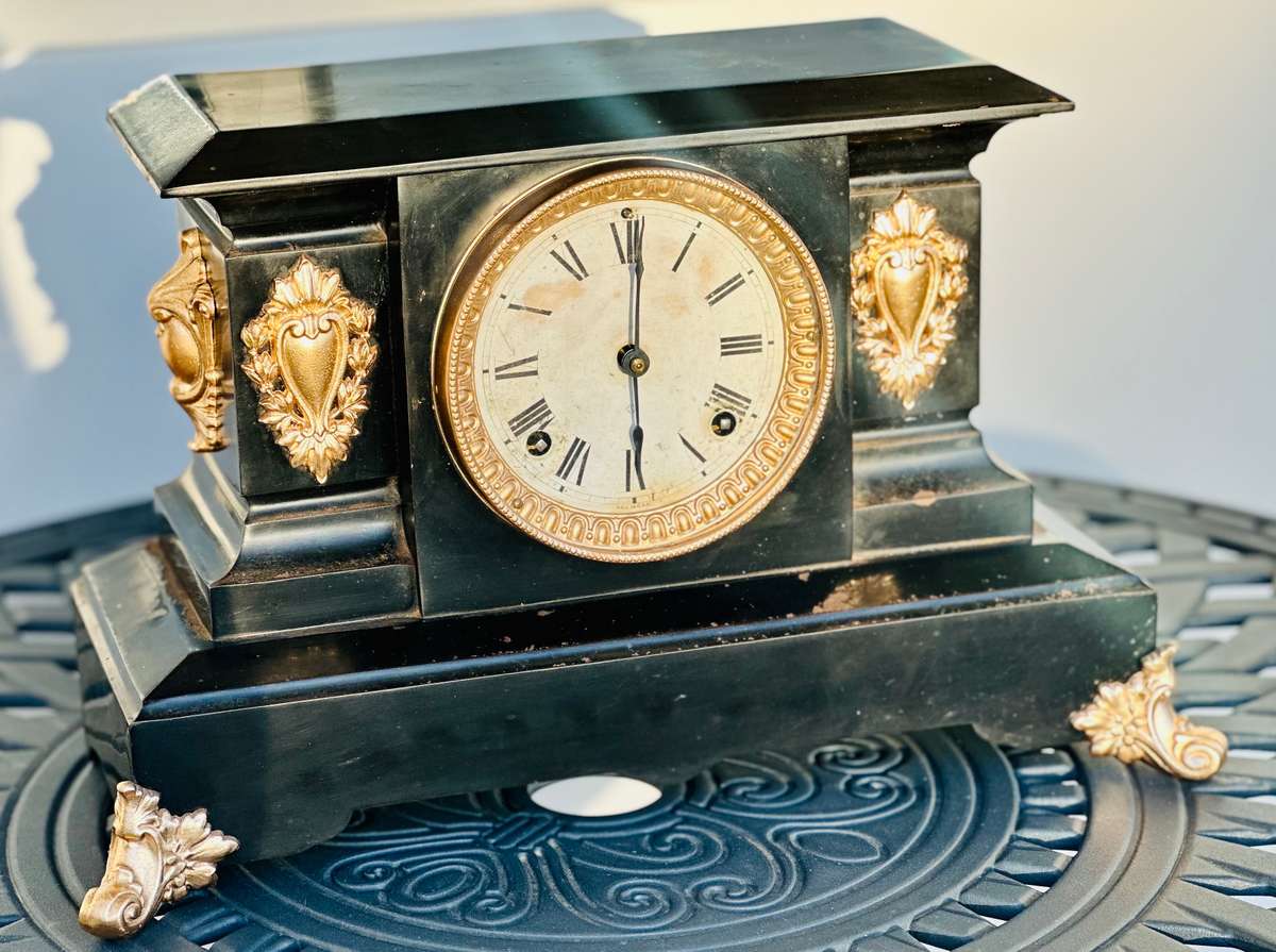 Ansonia Cast Iron Mantel Clock circa Late 1800s