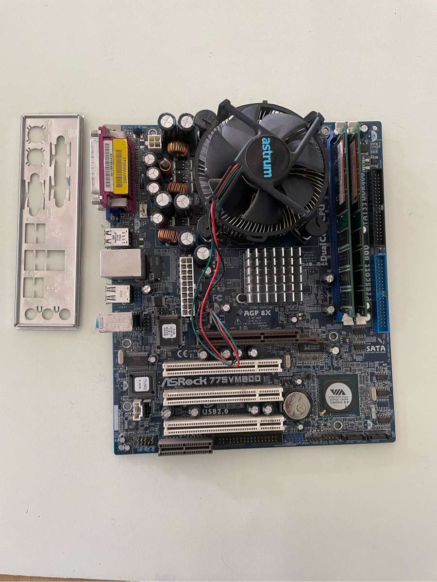 ASRock 775 Motherboard Combo**Been badly repaired**Sold as is