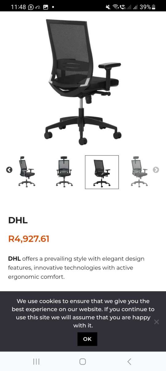 With 3D adjustable Armrests. DHL high back office chair