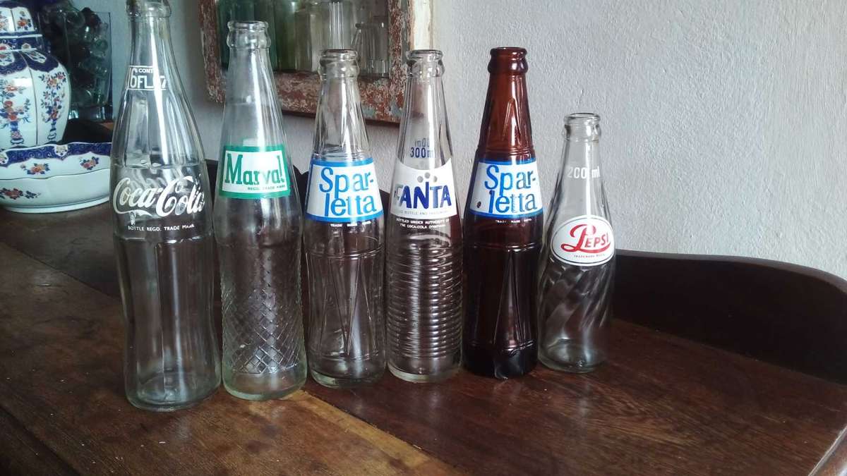 Funky joblot 70's cooldrink bottles