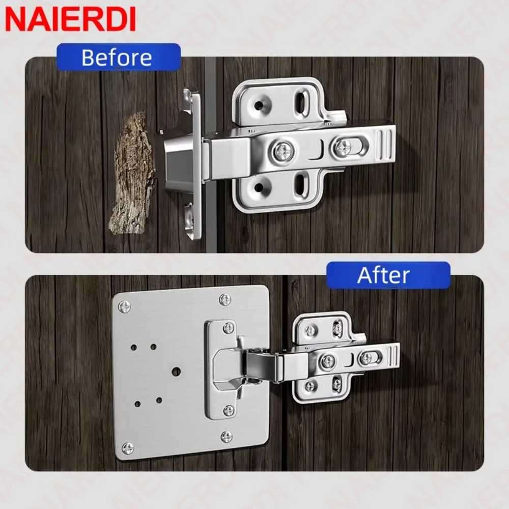 Cupboard hinge repair plates