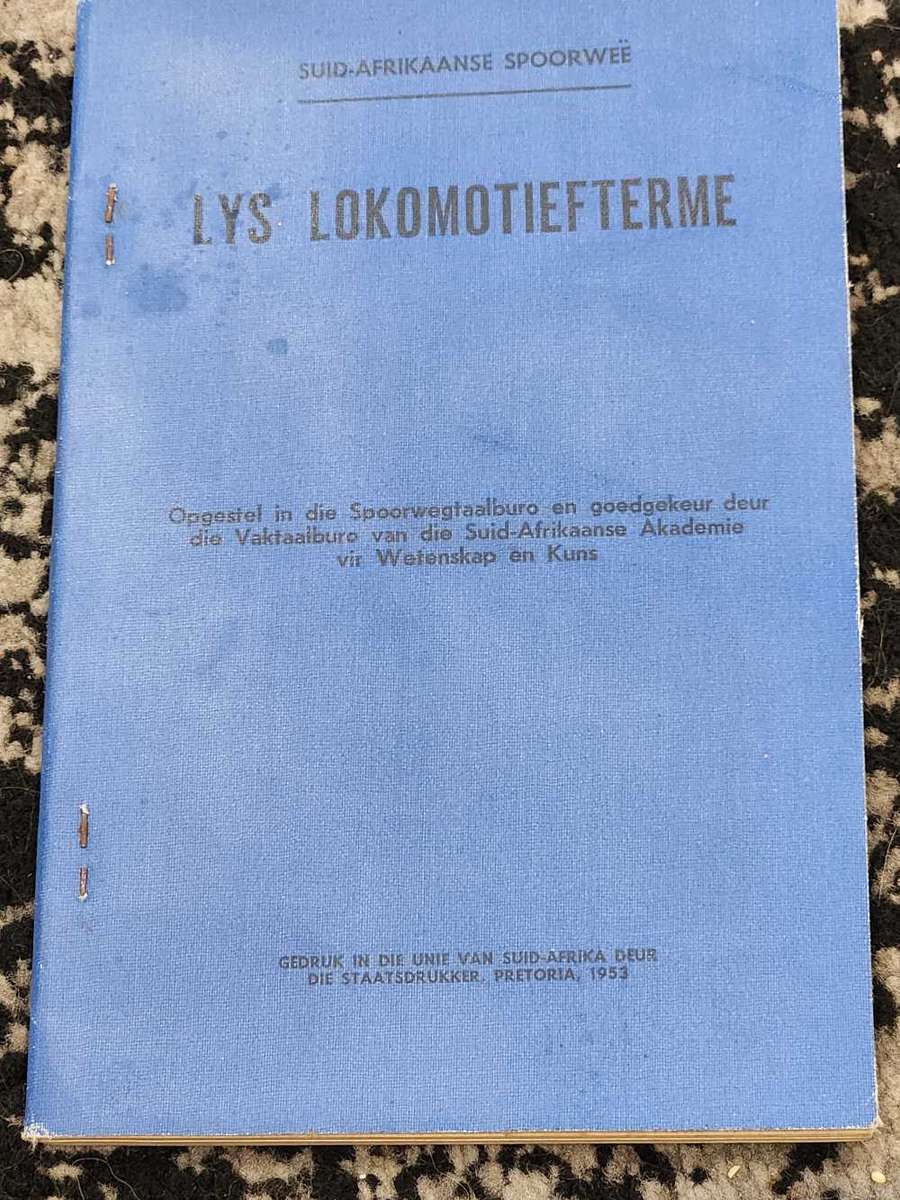 South African Railways - 1953 List of Locomotive Term - Near Mint Condition Rarity