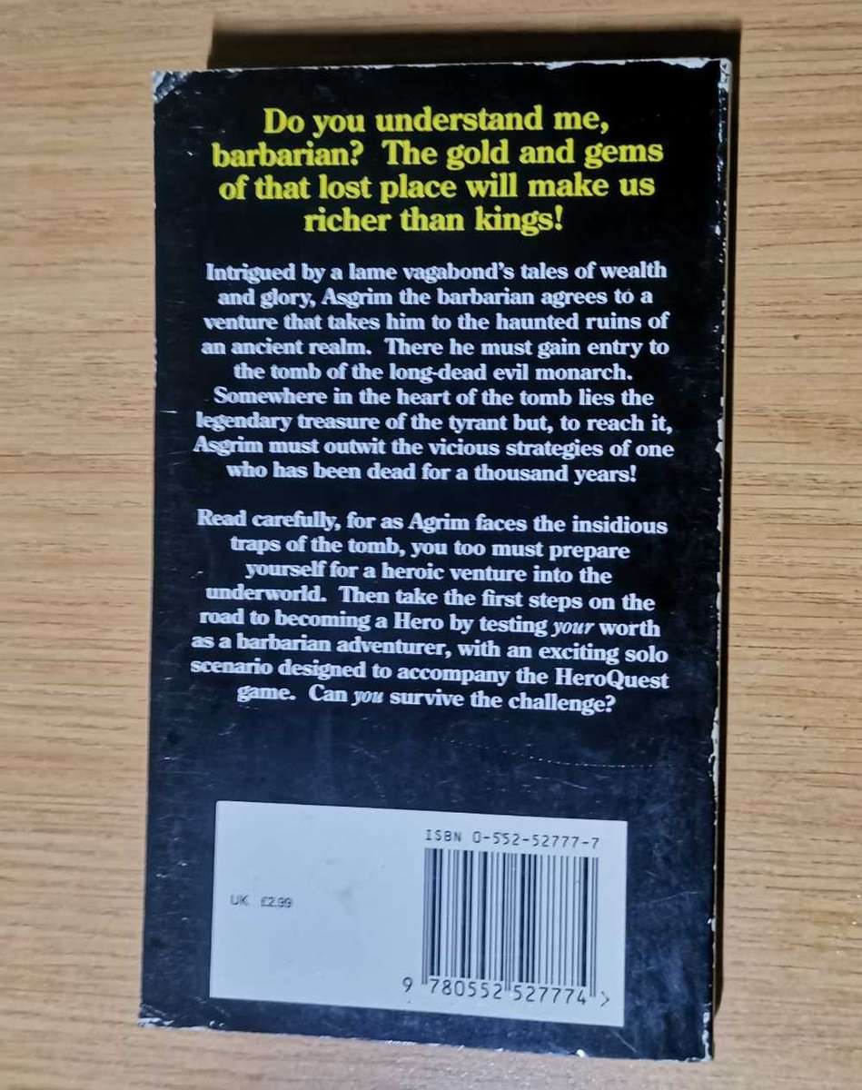 Vintage 1993 Hero Quest The Tyrants Tomb By Dave Morris Paperback Book