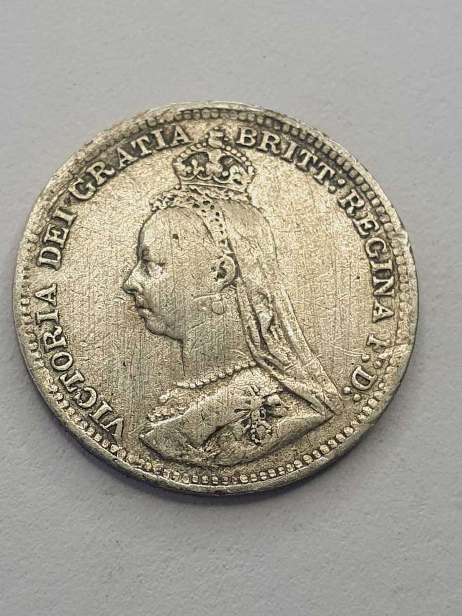 1889 Silver Sixpence coin Victoria