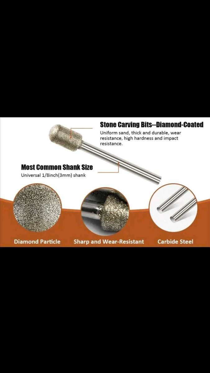 50pcs Diamond Coated Grinding Head Grinding Burrs Lapidary Set for Dremel Rotary Tool. Many uses.