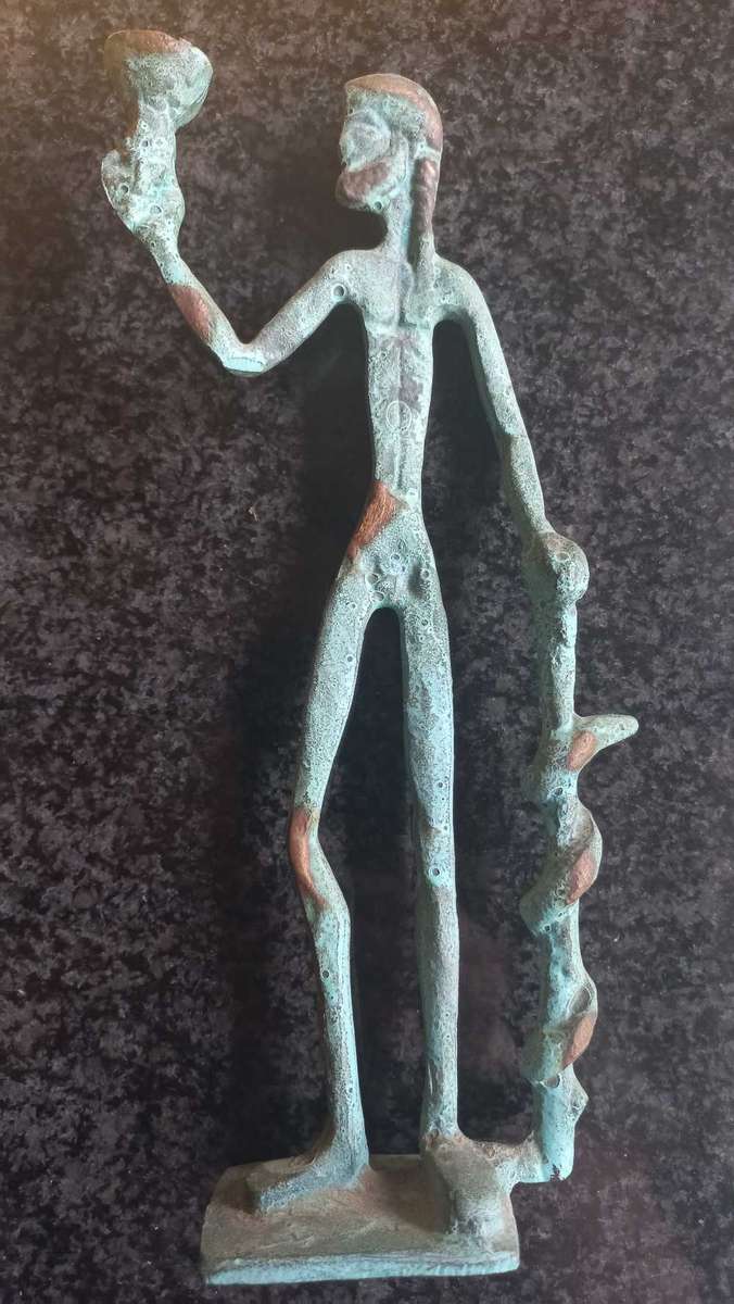 Vintage aged brass sculptures Ancient Greek Roman Mythology Achilles Chariot