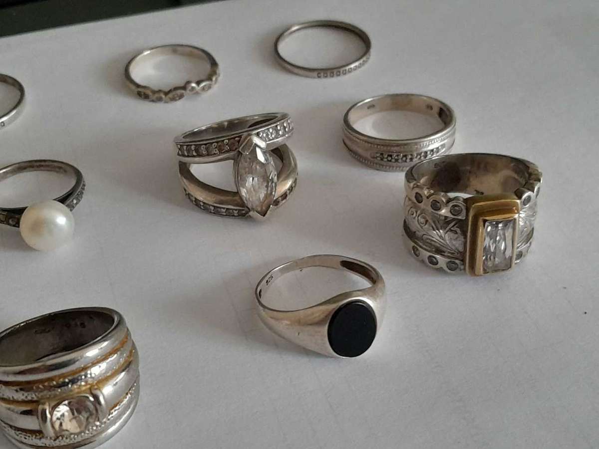 Ladies 925 silver ring collection.