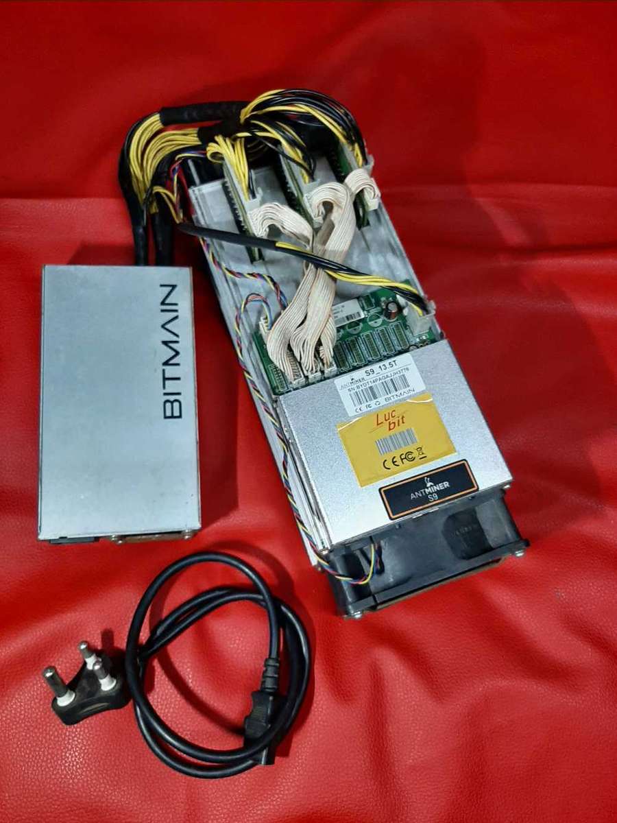 Like new bitcoin antminer S9 Plug and play 13th, Comes with everything in the picture.