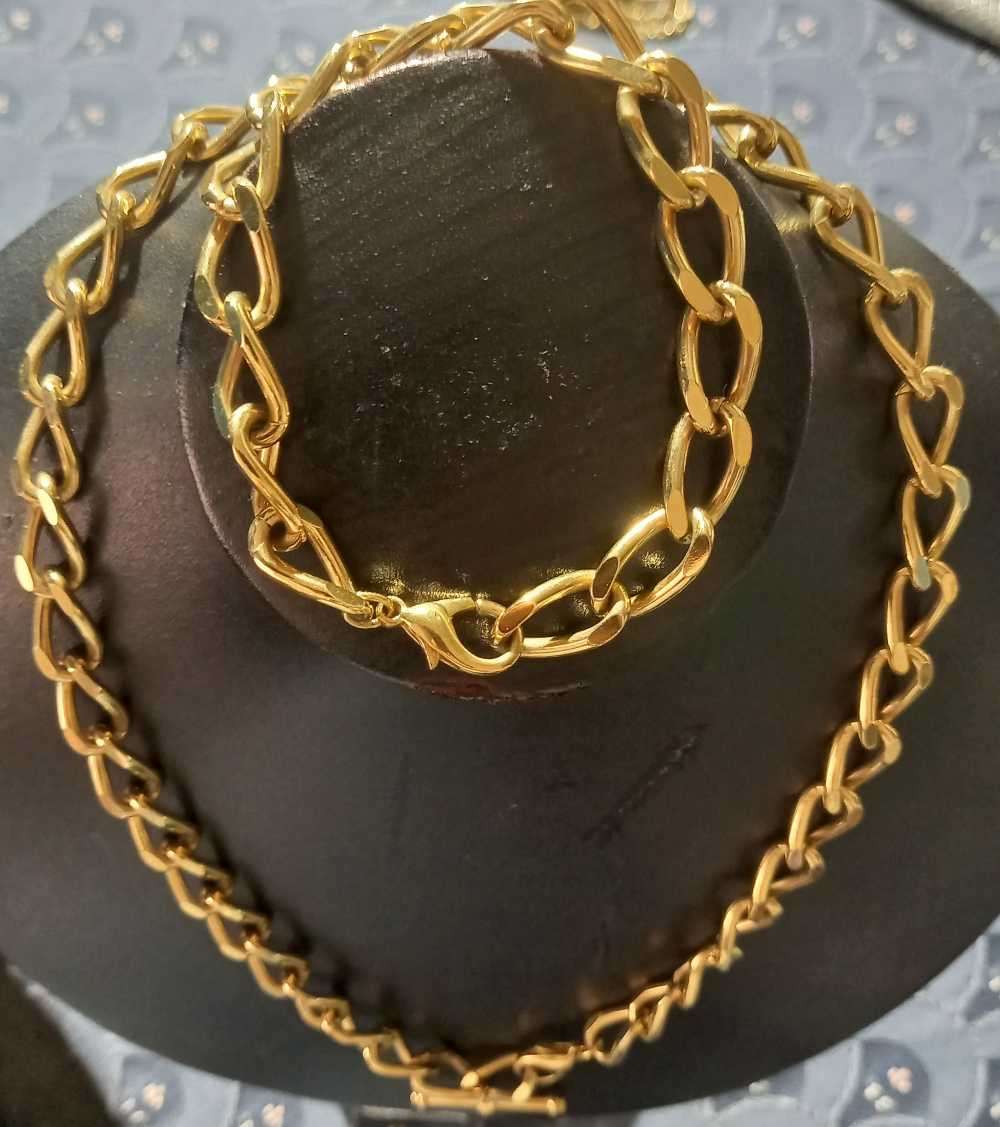 Gold Plated Chain and Bracelet Set