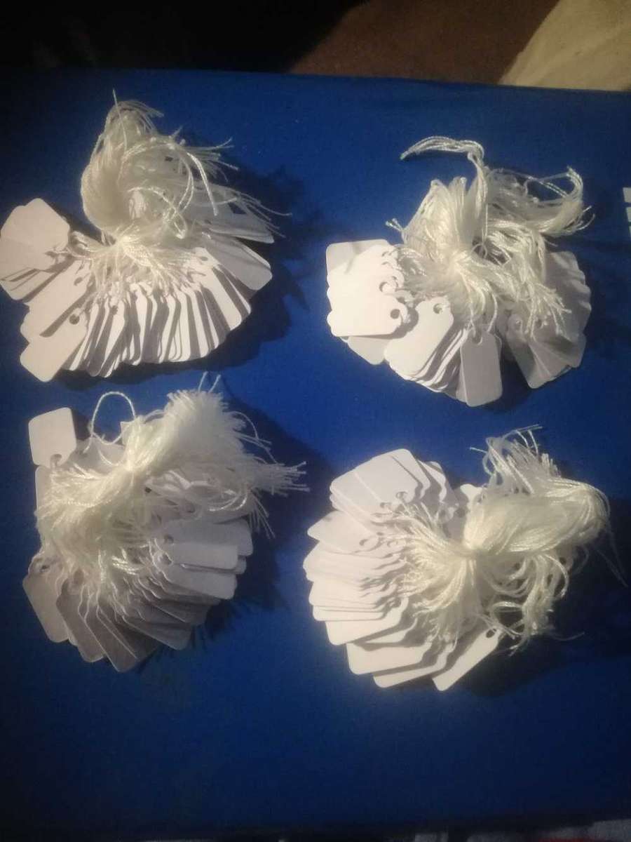 Small price tags with strings 23mm x 13mm(33c each)
