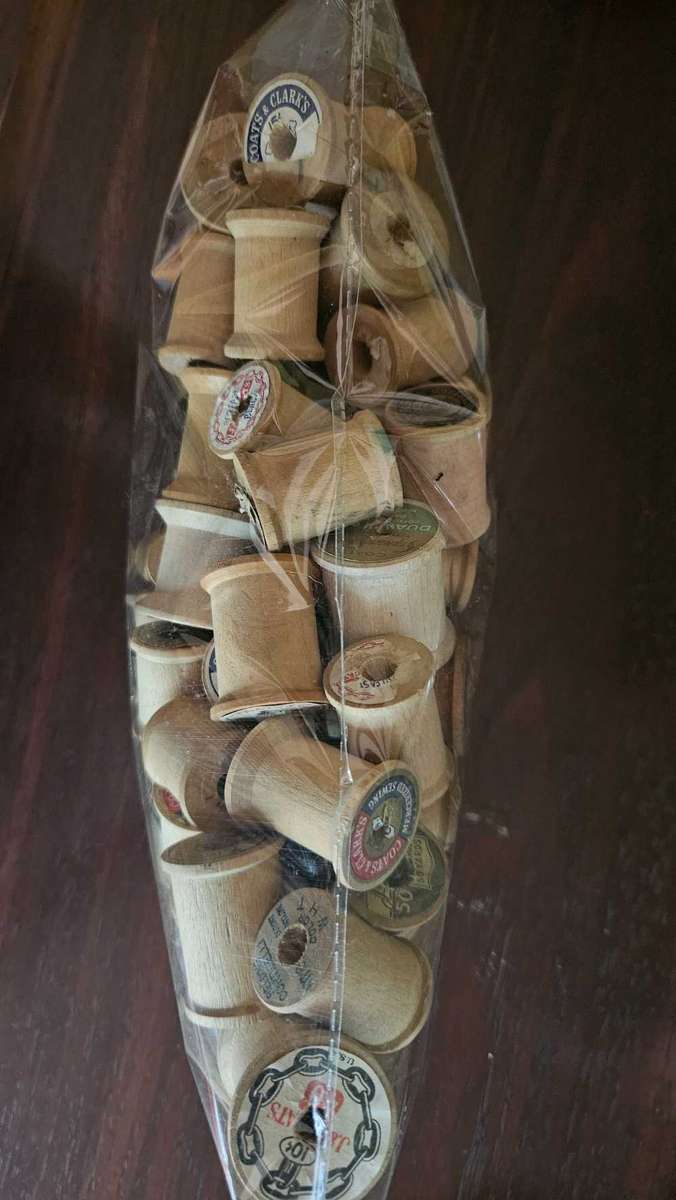 50 piece Vintage Wooden Sewing Thread Spools