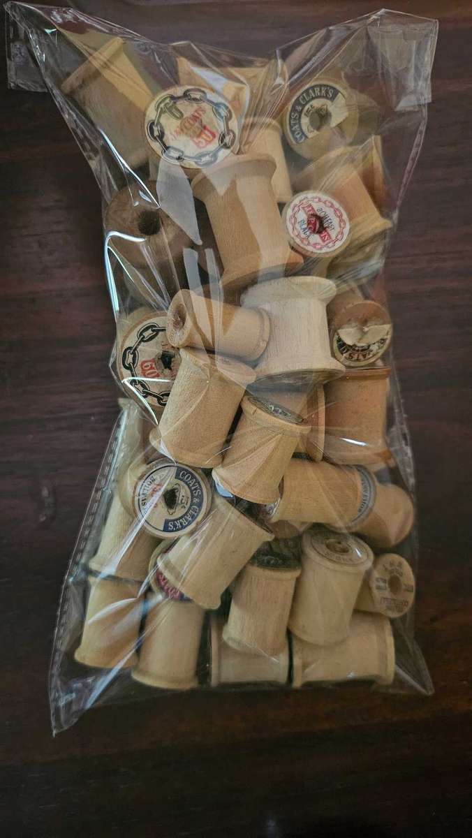 50 piece Vintage Wooden Sewing Thread Spools