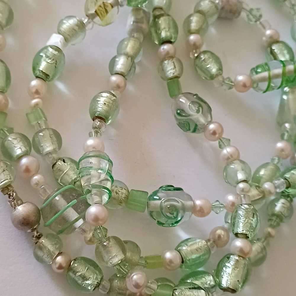 Murano Foil Glass and Natural Pearl Necklace