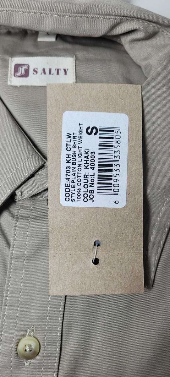 High Quality Size (S) SALTY Short-Sleeved Khaki Bush Shirts.