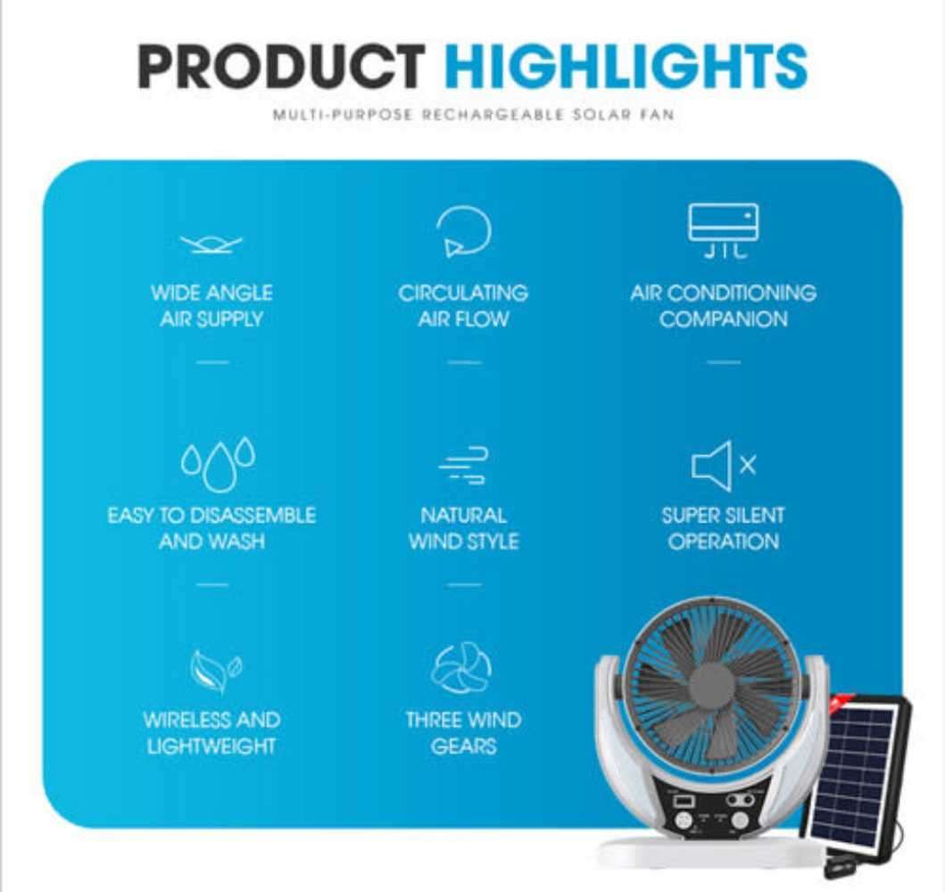 GDTIMES Solar Desk Fan GD-8025