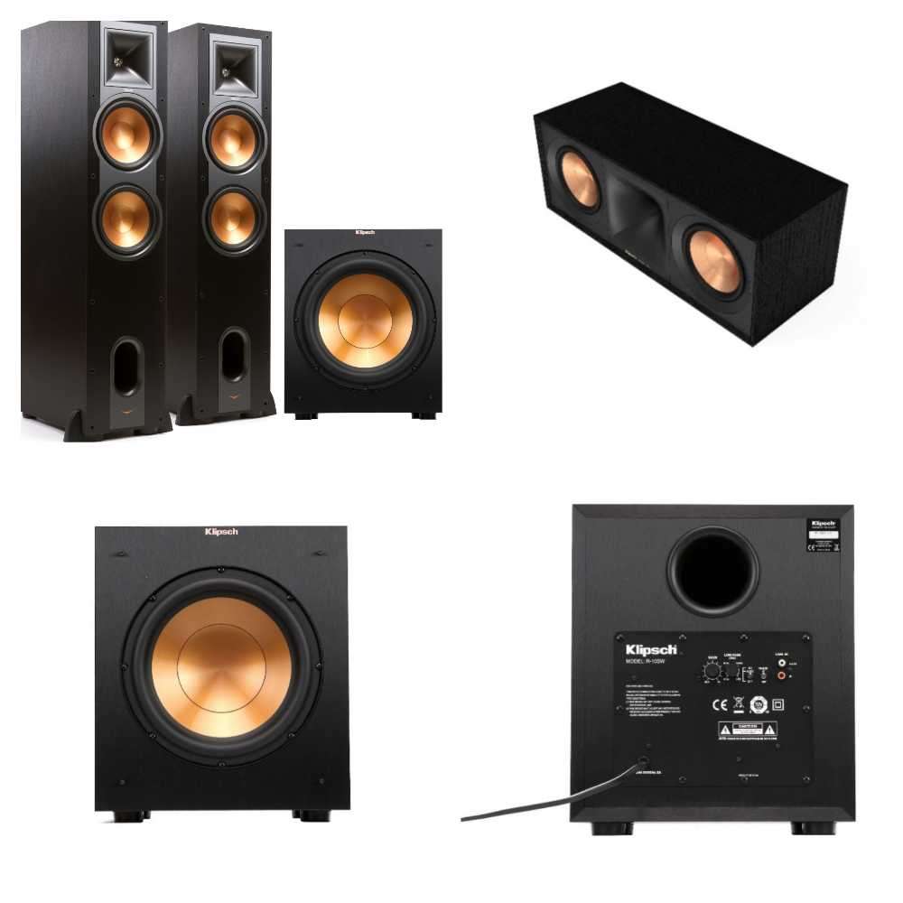 Klipsch R-28F 3.1 speakers. 2 towers, one center and one 10` Subwoofer. Speakers