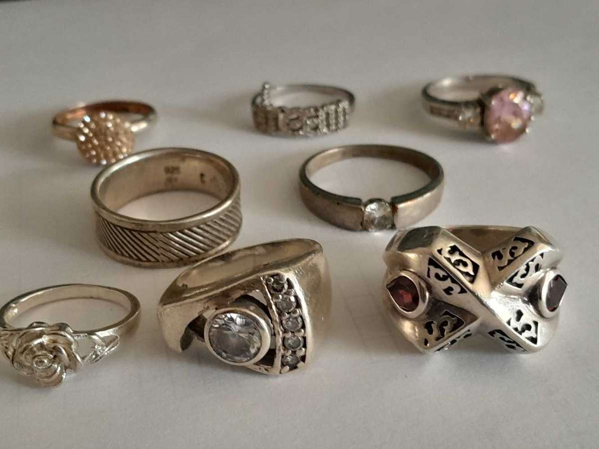 Ladies 925 silver ring collection.
