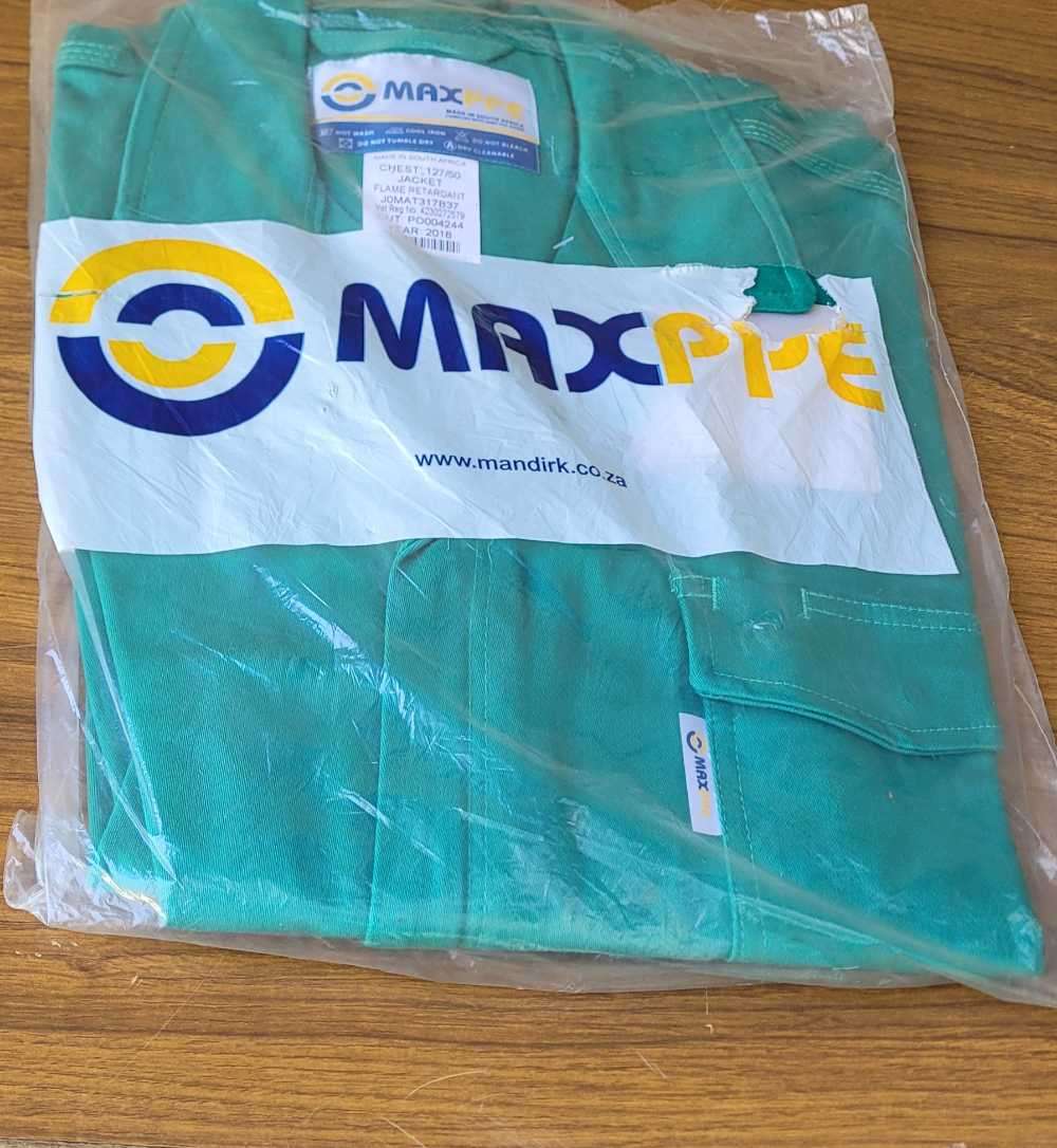 Quality Flame Retardant  MAX PPE GREEN Work Wear -JACKET ONLY. Size: 127/50 Chest (Bid Per Piece)