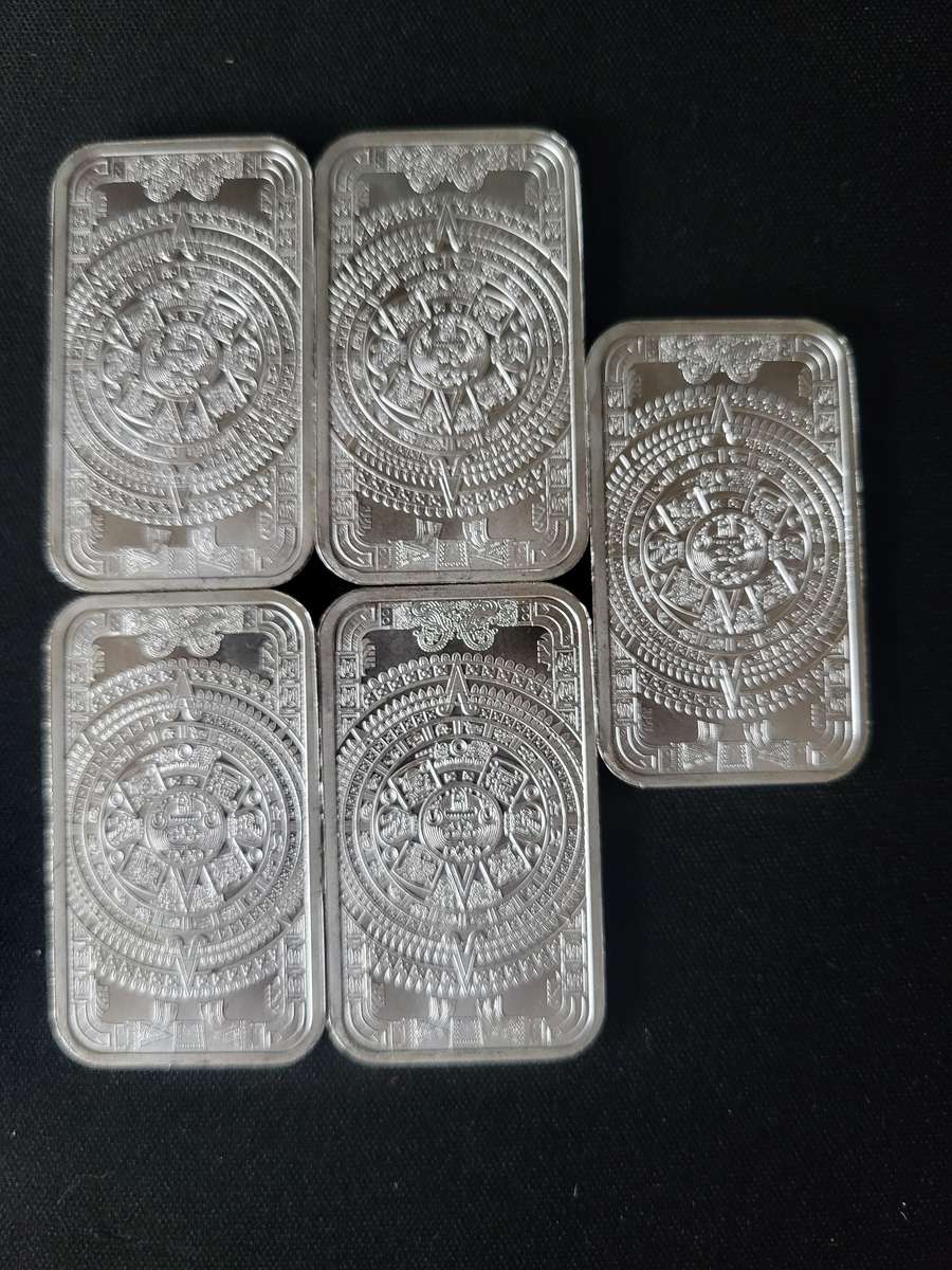 Aztec calendar 1 oz silver bar
