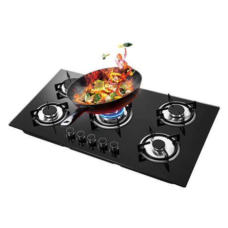 Aruif Built-In Tempered Glass Countertop 5 Burner Gas Hob 860mmx510mm