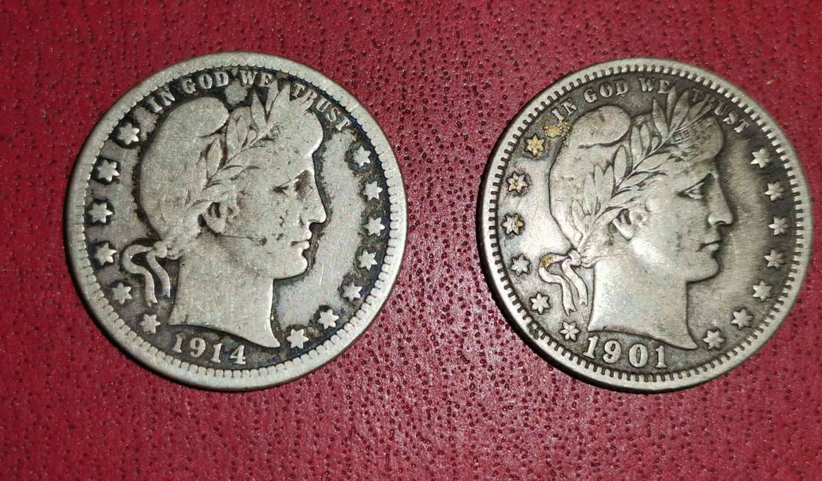 2 x USA Silver 1/4 Dollars