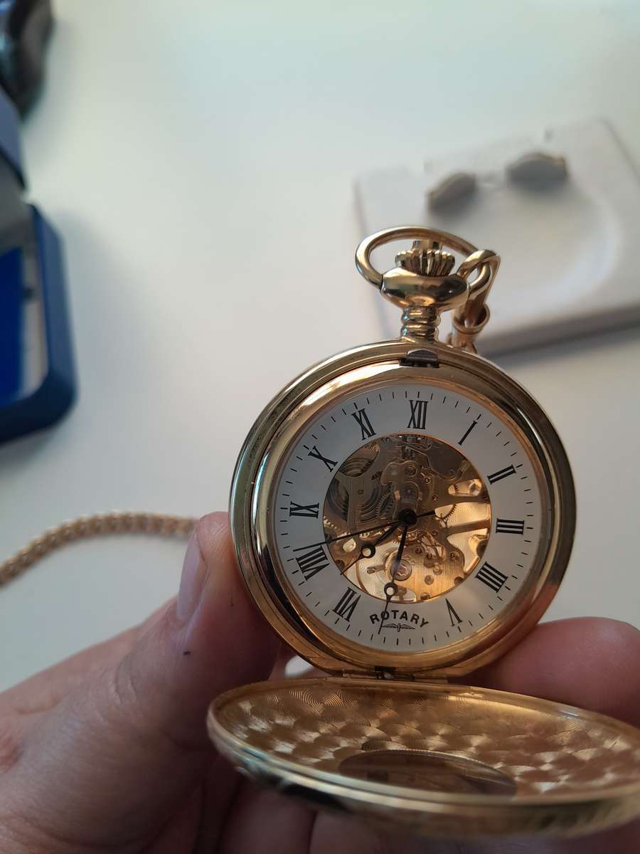 Rotary Skeleton pocket watch