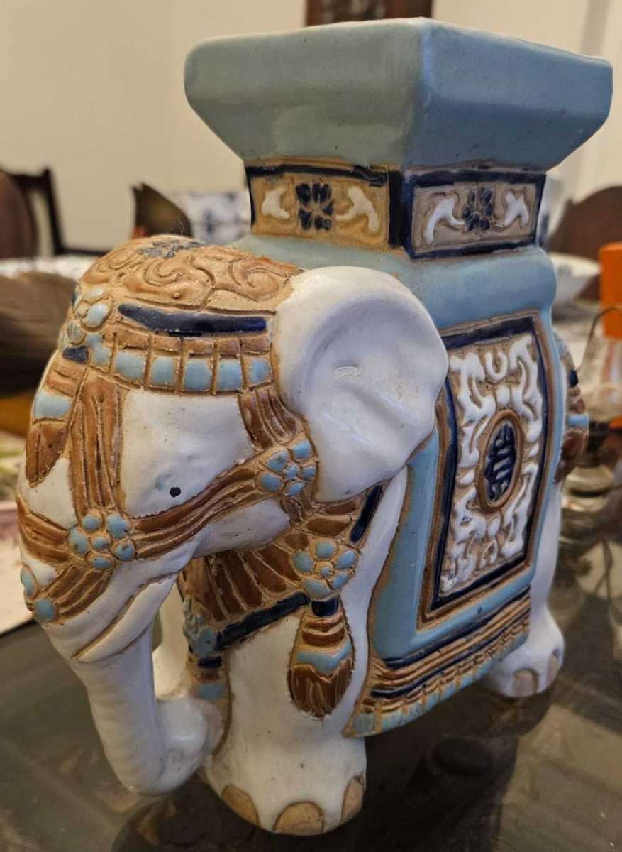 Ceramic Elephant stool ornament