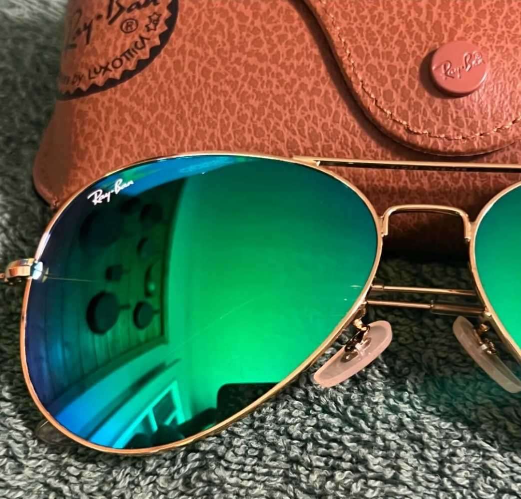 Ray Ban Aviator Sunglasses Gold Frame with Green Flash Lenses RB3025 55mm