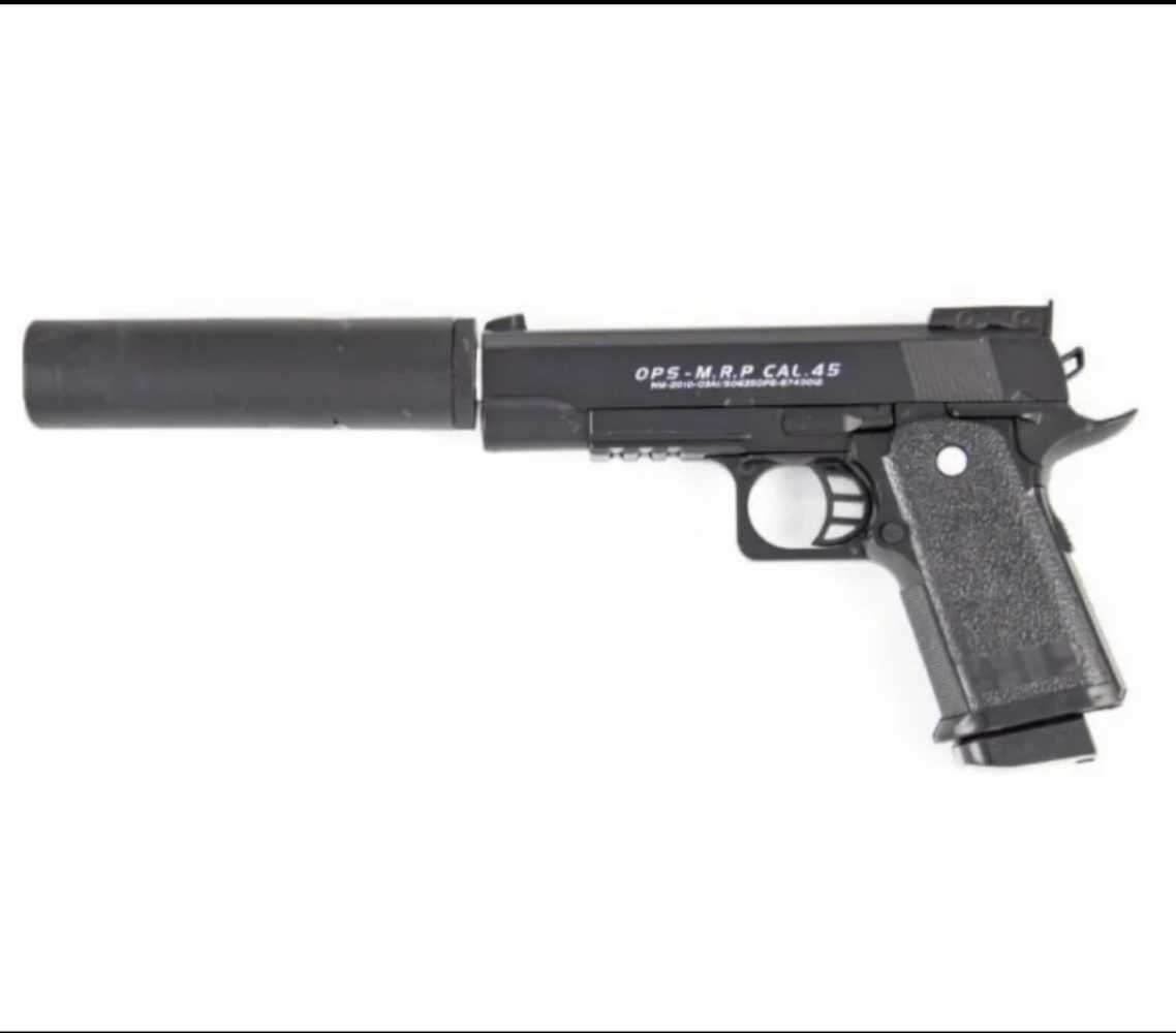 Spring Pistol Toy Gun with Pellets and Silencer