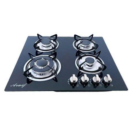 Aruif Built-In Tempered Glass Countertop 4 Burner Gas Hob