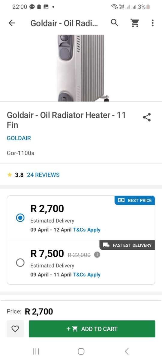 Goldair - Oil Radiator Heater - 11 Fin. Winter is here