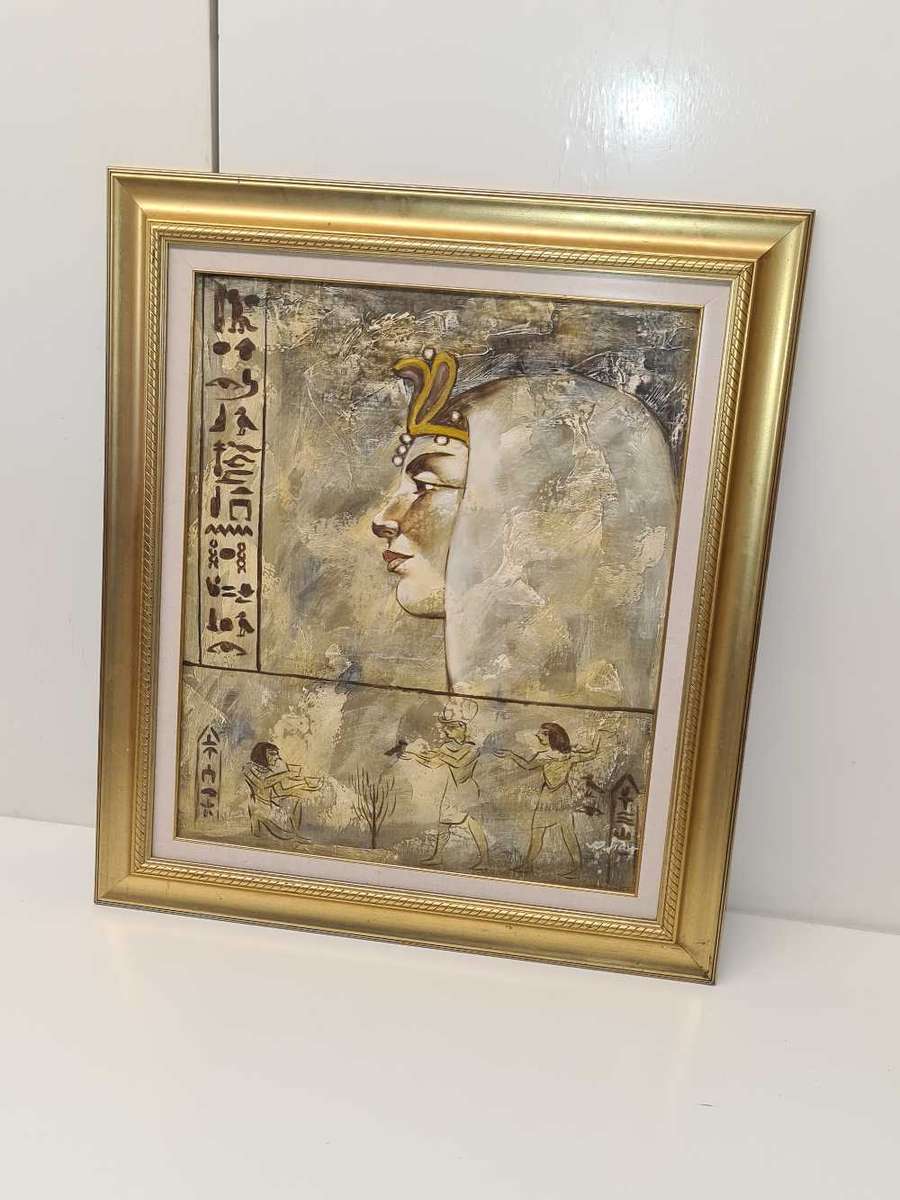 Egyptian framed oil on board painting