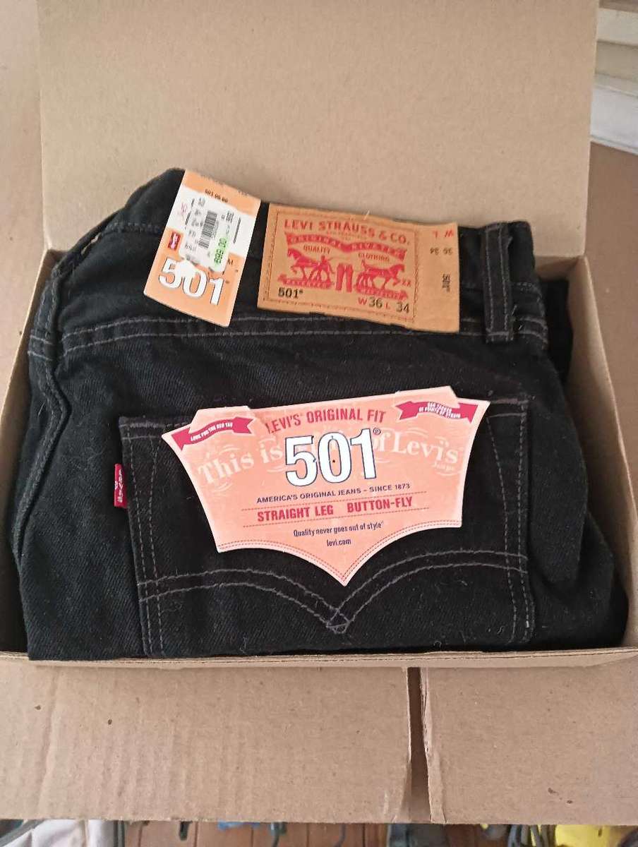 36W 34L - Levi Strauss Black 501 Jeans