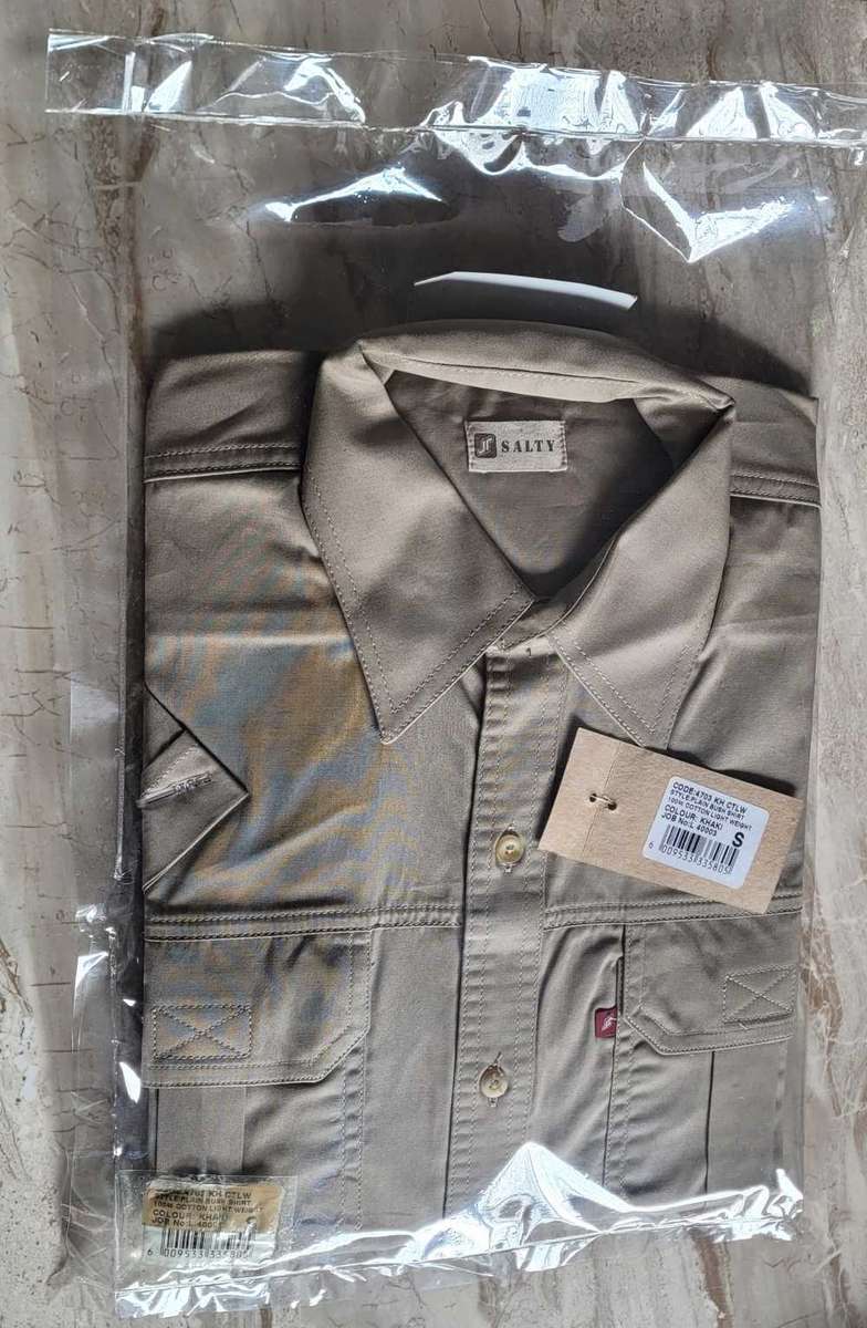 High Quality Size (S) SALTY Short-Sleeved Khaki Bush Shirts.
