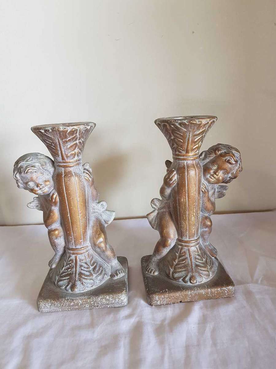 A set of 2 Beautiful Angel Candle holders